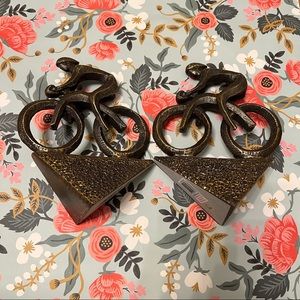 Racing Bicyclist Bookends Pair Bicycles